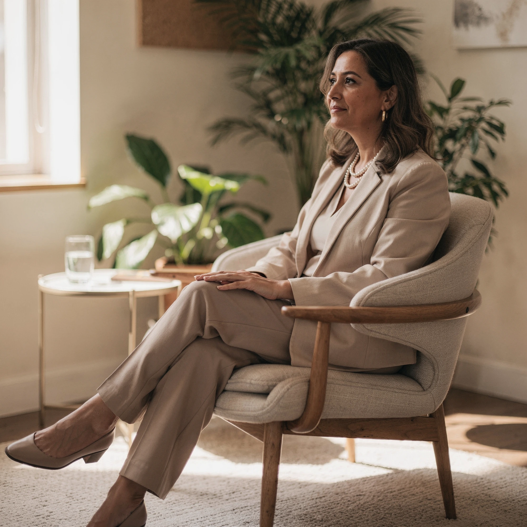 Therapist in Van Nuys, CA – client seated in a welcoming therapy office at Uriel Behavioral Wellness